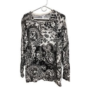 Croft & Barrow Women's Size 1x Print Cardigan Knit Sweater Cotton Plus BGC-C‎
